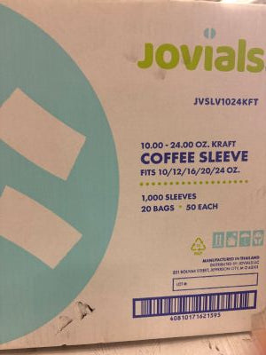 Coffee Sleeve 1000ct (Fits 10/12/16/20/24oz)