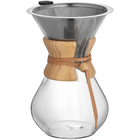 Pour Over Drip 4 cup Pot with Wood Collar